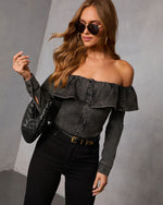 Everyday Muse Denim Off The Shoulder Top