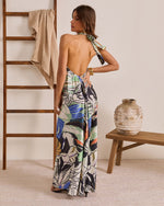 Blooming Roses Floral Halter Maxi Dress
