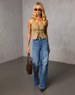 Olive % Boho Cowgirl Suede Lace Up Top-2