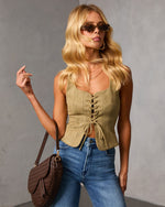 Olive % Boho Cowgirl Suede Lace Up Top-1