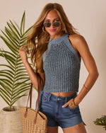 Blue % Sayven Mock Neck Knit Tank-1