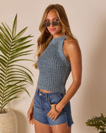 Blue % Sayven Mock Neck Knit Tank-3