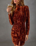 Dream Date Velvet Mock Neck Mini Dress