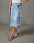 Vintage Wash % Class Act Denim Wrap Midi Skirt-1