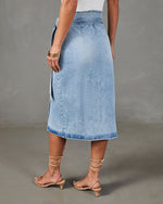 Vintage Wash % Class Act Denim Wrap Midi Skirt-4