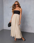 Black/Khaki % Norrah Colorblock Empire Maxi Dress-1