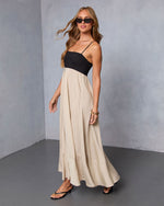 Black/Khaki % Norrah Colorblock Empire Maxi Dress-3