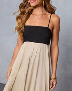 Black/Khaki % Norrah Colorblock Empire Maxi Dress-2