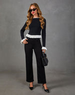 Last Course Knit Color Block Peplum Sweater