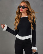 Last Course Knit Color Block Peplum Sweater