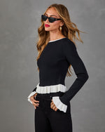 Last Course Knit Color Block Peplum Sweater