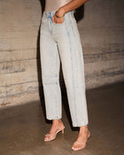Light Wash % Ollie Pintuck Barrel Jeans-1