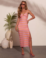 Vacation Pending Striped Cut Out Maxi Dress