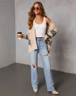 Janeth Cable Knit Printed Cardigan