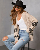 Janeth Cable Knit Printed Cardigan