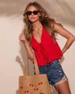 Freedom Frolic Cotton Eyelet Front Tie Top
