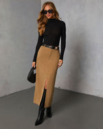 Ganita Corduroy Slit Midi Skirt