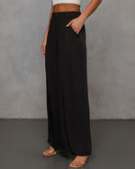Black % Better Days Wide Leg Pants-3