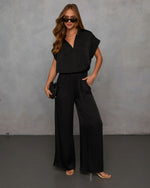Black % Better Days Wide Leg Pants-1