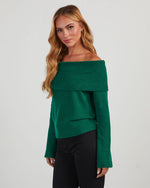 Green % Dreamworld Off The Shoulder Pullover Sweater-3