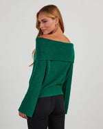 Green % Dreamworld Off The Shoulder Pullover Sweater-4