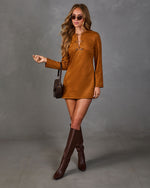 Tilden Faux Suede Horsebit Cut Out Mini Dress