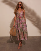 Giada Abstract Tassel Tie Midi Dress