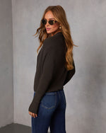 Brown % Soft Glow Ribbed Wrap Tie Sweater-4