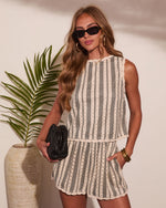Poolside Chic Striped Crochet Tank Top
