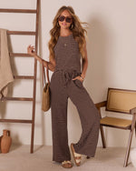 Brown Stripes % Josefina Striped Muscle Tank-6