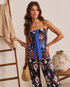 Capri Daydream Abstract Print Flyaway Top