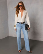 Quiet Reserve Pinstripe Button Down Top