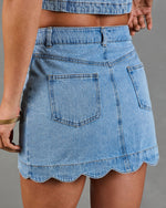 Lerah Scallop Denim Mini Skirt