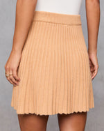 Camel % Aura Pleated Knit Mini Skirt-4