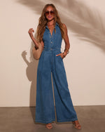 Earthkissed Denim Halter Jumpsuit