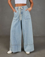 Shonna Stretch High Rise Wide Leg Drawstring Jeans
