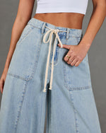 Shonna Stretch High Rise Wide Leg Drawstring Jeans