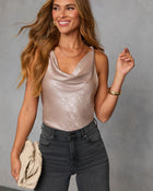 Saffron Sky Cowl Satin Top