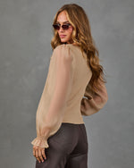 Dinner Glow Organza Sleeve Knit Top