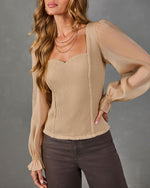 Dinner Glow Organza Sleeve Knit Top