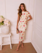 Soft Awakening Floral Off The Shoulder Midi Dress