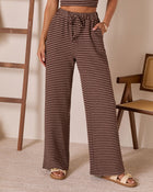 Brown Stripes % Josefina Striped Drawstring Pants-1