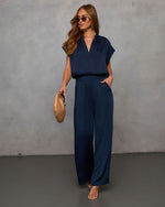 Navy % Better Days Wide Leg Pants-12