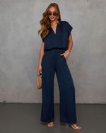 Navy % Better Days Wide Leg Pants-7