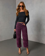 Namie Stretch Velvet Barrel Leg Jeans