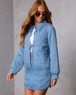 Roisin Front Tie Quilted Denim Jacket