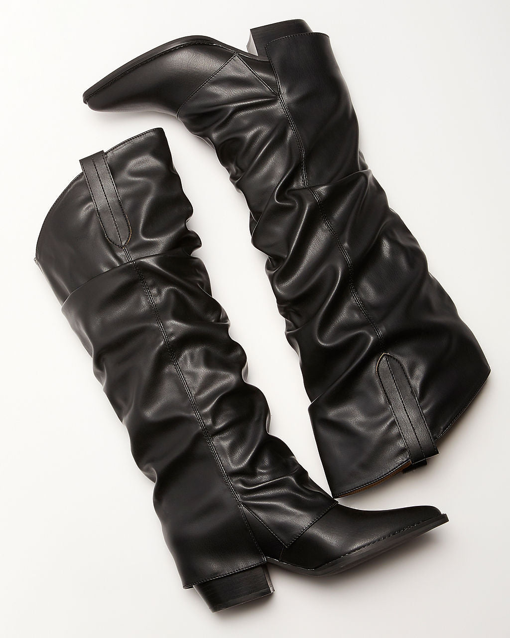 Faux leather slouch boots 2025
