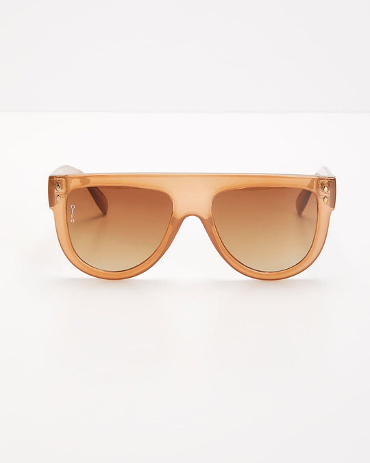 Brown % Call The Shots Round Frame Sunglasses-3