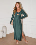 Hunter Green % Grand Entrance Plisse Cutout Maxi Dress-1