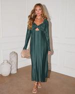 Hunter Green % Grand Entrance Plisse Cutout Maxi Dress-7